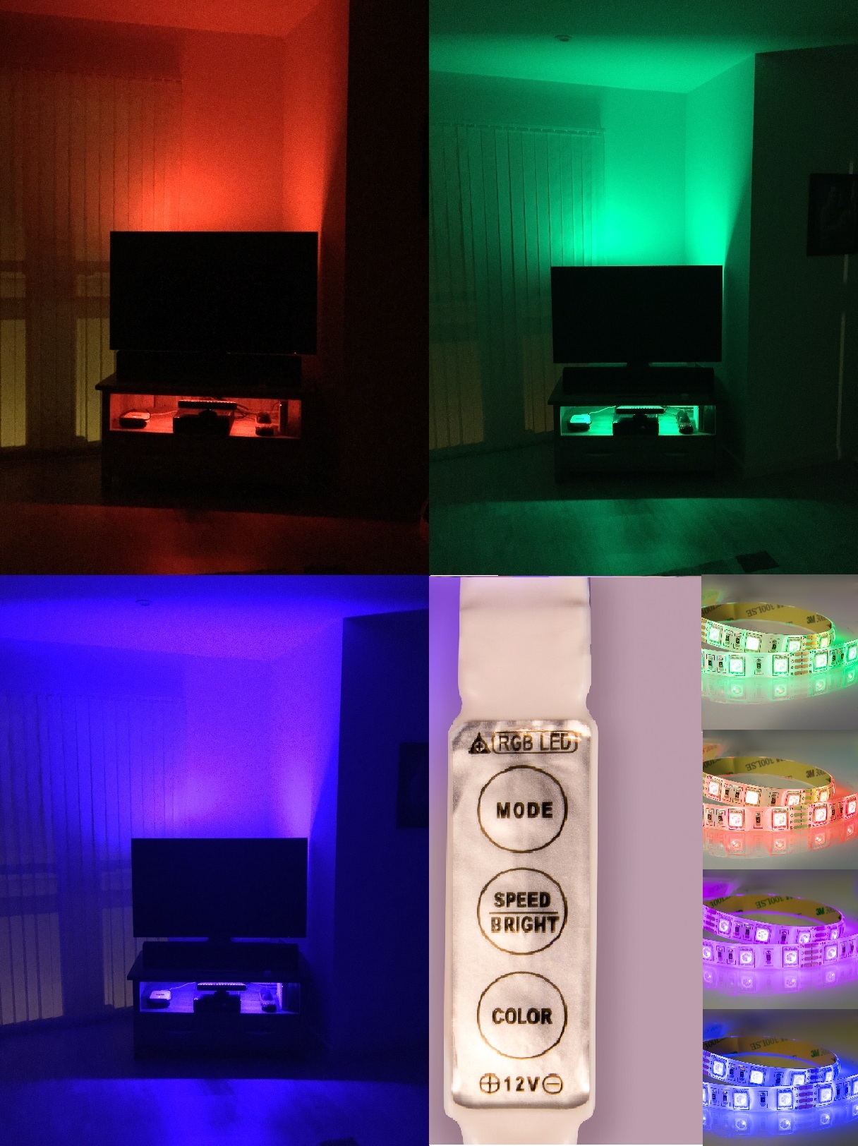 RGB LED Strip Light TV Background Lighting Kit RED GREEN BLUE With 5V USB Cable eBay